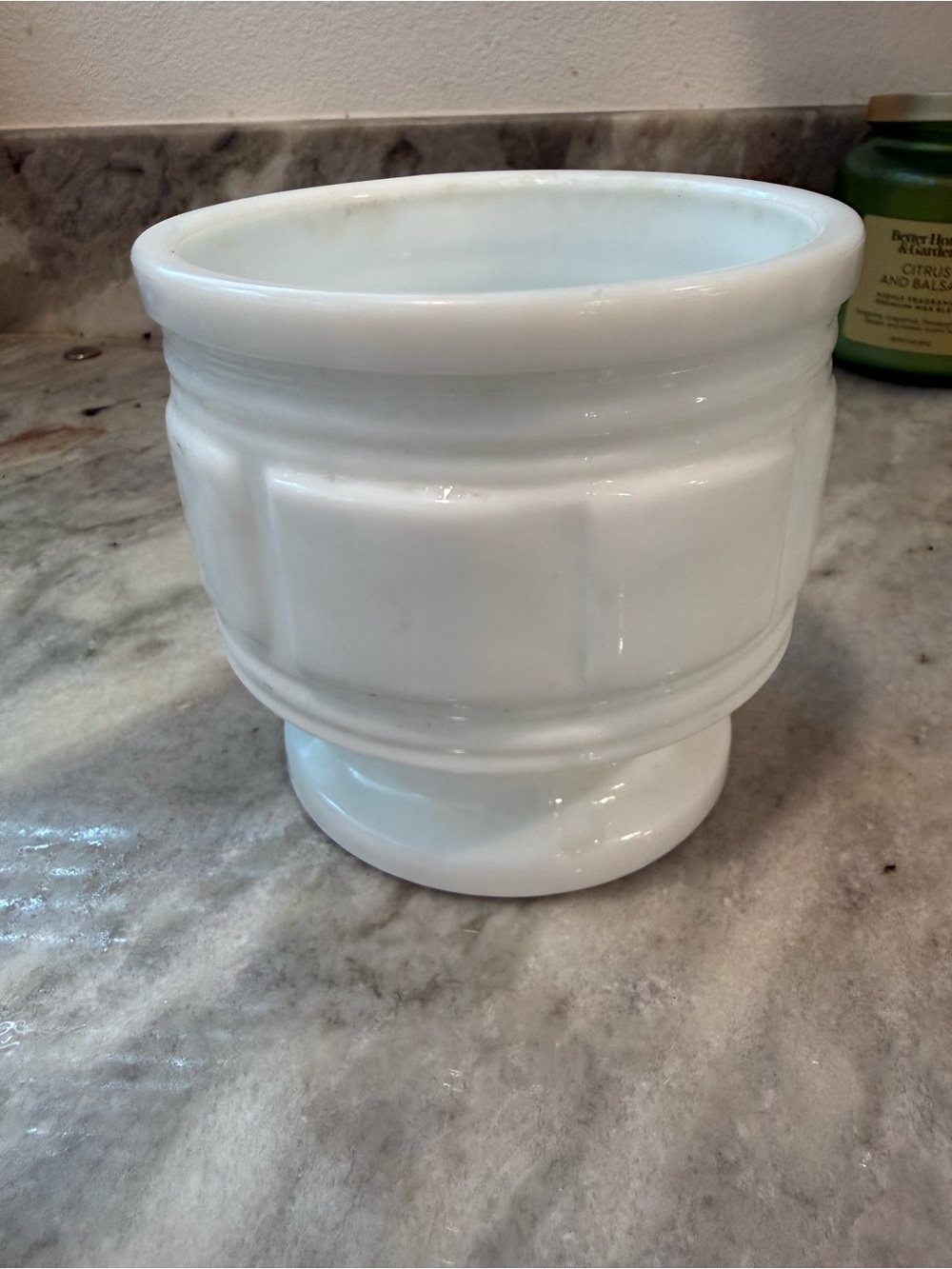 Vintage Milkglass White Ceramic Footed Planter